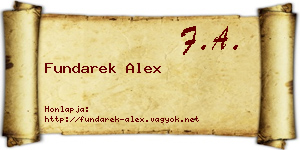 Fundarek Alex névjegykártya